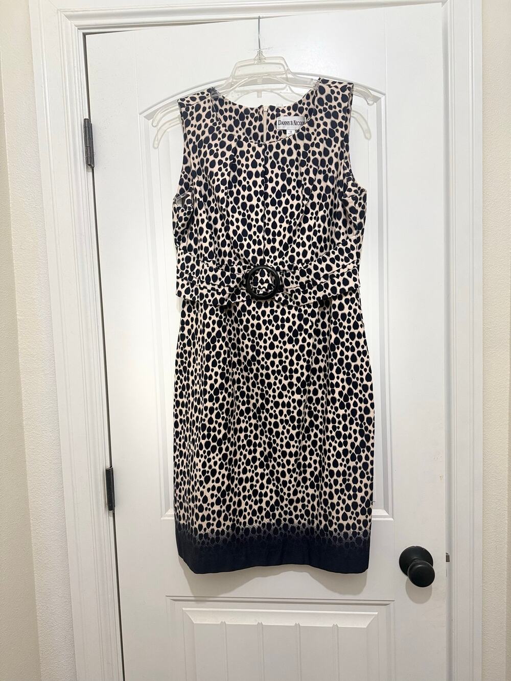 Danny & Nicole Beige Black Spotted Sleeveless Dress - Womens Size 12 EUC